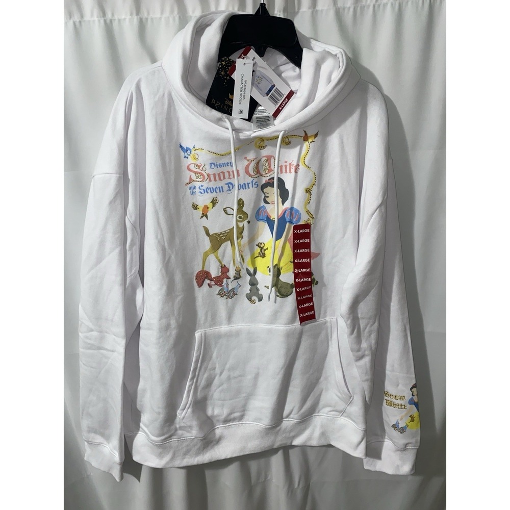 NWT Women's Character Embroidered Graphic Hoodie Hooded Sweatshirt Snow White XL